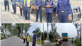 করোনা প্রতিরোধে লকডাউন বাস্তবায়নে তৎপর দশমাইল হাইওয়ে থানা পুলিশ 