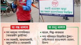 কঠোর বিধিনিষেধের আওতামুক্ত থাকছে ব্যাংক,শিল্প,পণ্য পরিবহন,মুদি-কাঁচাবাজার