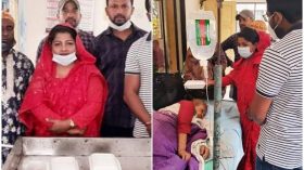 চিরিরবন্দর হাসপাতালে রোগীদের নিজ হাতে খাবার দিলেন মহিলা ভাইস চেয়ারম্যান