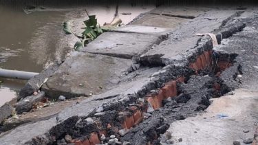 কাজ শেষ হতে না হতেই শ্রীপুরে ধ্বসে গেল ৯ কোটি টাকার সড়ক